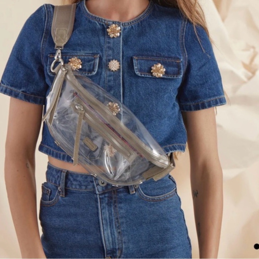 Hammitt Charles Clear Crossbody Bag with Tan Details